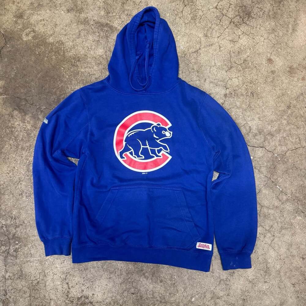 Stitches MLB Chicago Cubs Royal Blue Pullover Hoodie Sweatshirt Size Small